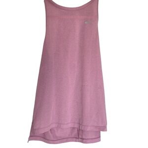 Nike Dri-FIT Knit Mesh High Neck Tank Top Pink Mauve Reflective Swoosh Womens